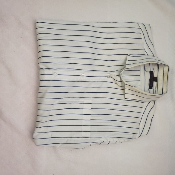 Sasson large white blue verticle stripe shirt - Picture 9 of 11
